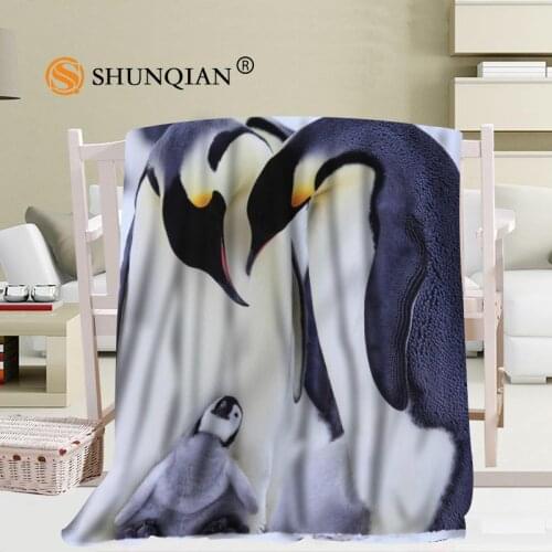 Custom Sweet little penguin blanket Flannel Falafel Fabric56x80inch 50X60inch 40X50inch Sofa Bed Blanket Kid Adult Warm Blanket