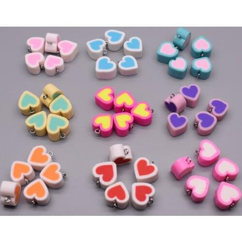 LOVE Heart Shape Polymer Clay Pendants DIY Jewelry Findings Clay Spacer Beads For Jewelry Making Earring Necklace Accessory