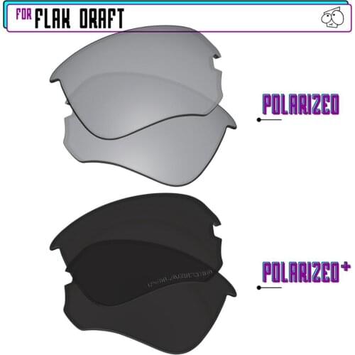 EZReplace Polarized Replacement Lenses for - Oakley Flak Draft Sunglasses - BlackP Plus-Silver P