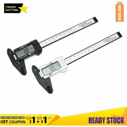 LAMEZIA 6inch 150mm Carbon LCD Digital Vernier Calipers Electronic Pachometer Gauge Micrometer Thickness Measuring Tool