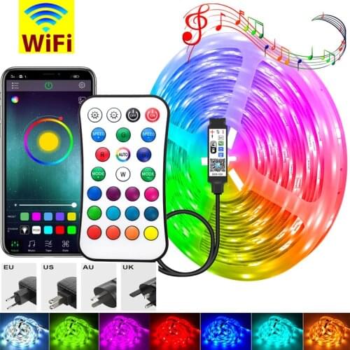 Wifi 5050 RGB Led Strip Light USB Led Luces Tape Diode Ribbon Bluetooth-compatible Adapter For Room Desktop TV Backlight Kitch