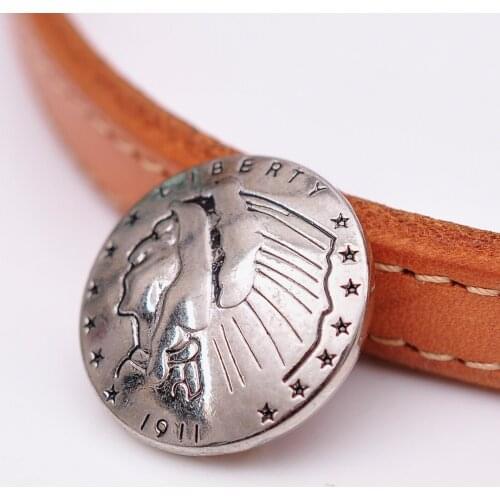 6pc 21X21MM Bling Silver Biker Indian Head Liberty Coin Conchos For Bag Leather Craft Decoration Button