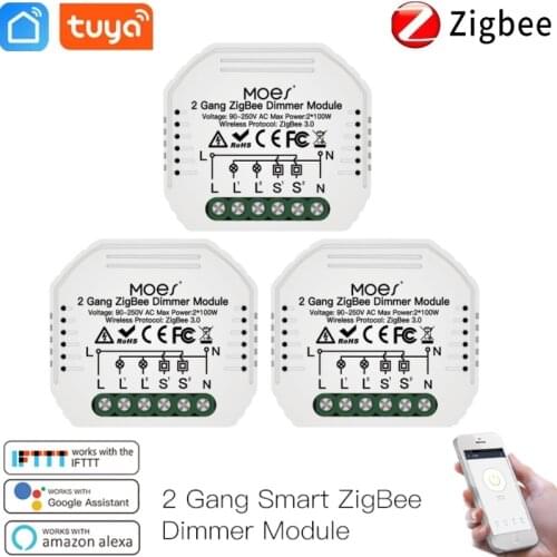 DIY Mini ZigBee 3.0 Smart Light Dimmer Module Switch Smart Life Tuya APP Remote Control Work With Alexa Google Home 1/2 Gang