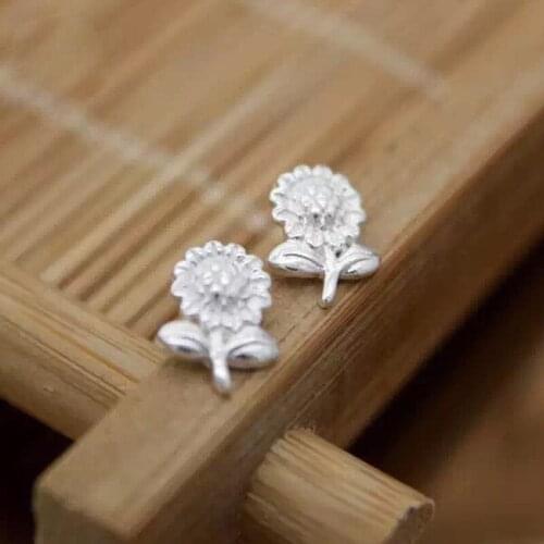 925 sterling sv earrings female fashion beautiful small fresh sun flower earrings flower earrings for women
