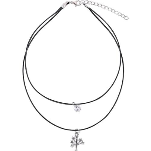 New Fashion Retro Geometric Pendant Collar Double chains leather simple choker Heart necklace gift for women girl 136456