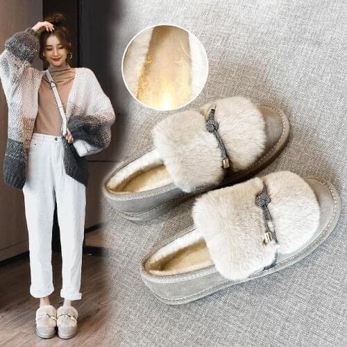 Fashion Snow Boots Womens Leather Shoes Black 2020 Winter Cotton Snow Boots Comfortable Winter Warm Natural Fur Shoes 043241