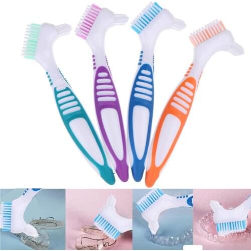 Toothbrush Ergonomic Denture Cleaning Multi-Layered Bristles False Teeth Brush