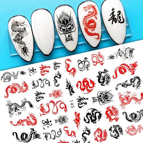 1 Sheet Nail Art Decals Sticker Decorations Traditional Chinese Dragon/Snake Totems Back Glue Adhesive Slider Nail Sticker VIK-9