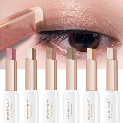 Eyeshadow Stick Stereo Shimmer Double Color Eye Shadow Cream Pen Eye Makeup Tool Waterproof Long Lasting Korean Cosmetic 6 Color