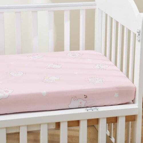 2020 Newborn Baby Fitted Crib Sheets Cartoon Cute Pink pig Print Bed Sheet Baby Bed Mattress Covers for Unisex Baby Boys Girls