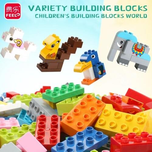 Feelo Big Size Building Blocks Transformable Variety Building MOC DIY Colorful Bricks Set Children Educational Gift Toys 265Pcs