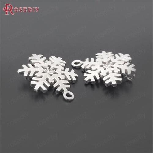39127)6PCS 12x15MM Silver Color Brass 2 Holes Snowflake Connect Charms Pendants Jewelry Making Supplies Diy Accessories