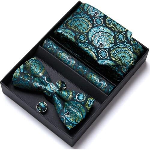 4PCS in gift box Men Bow Tie and Handkerchief Set Bowtie Slim Necktie Corbatas Hombre Pajaritas Cravate Homme Noeud Papillon Man