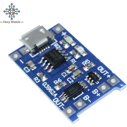 5PCS Micro USB 5V 1A 18650 TP4056 Lithium Battery Charger Module Charging Board With Protection Dual Functions