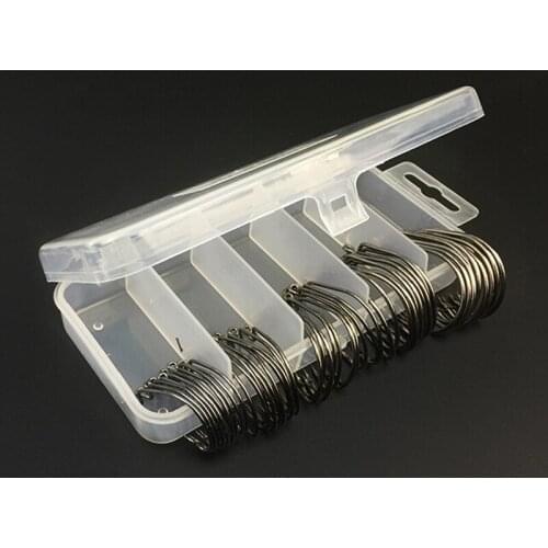 50pcs High Carbon Steel Sharp Crank Fishing Hooks Set Size 1# 2# 1/0# 2/0# 3/0# Soft Bait Fishhooks with Storage Plastic Box