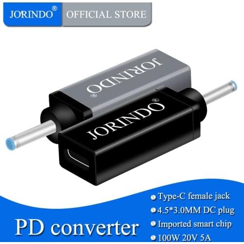 JORINDO Laptop Power Adapter Dc Connector USB C socket Type C Female to DC4.5*3.0,MM with pin for HP Notebook Charger