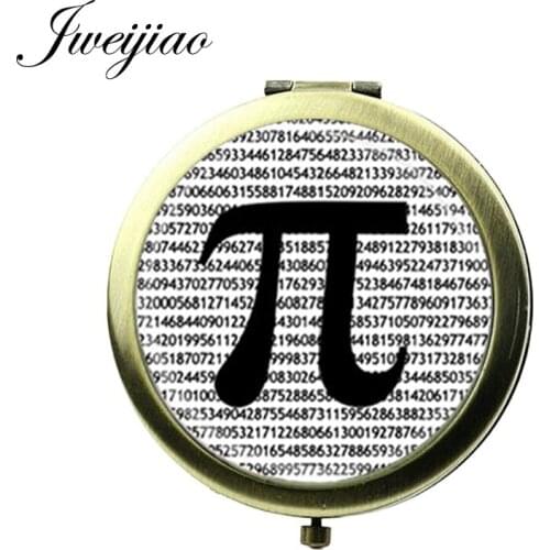 JWEIJIAO Letter A B D H M T Pai Alphabet Pocket Mirror Words Printed Glass Cabochon Bronze Round Makeup Compact mirrors Vintage