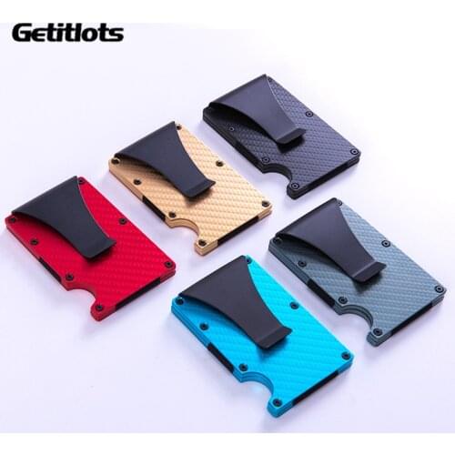 Aluminium Credit Card Holder Fake Carbon Fiber Minimalist Card Wallet RFID Money Clip Business Card Holder Case Men Metal Wallet