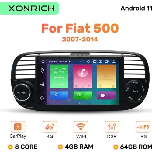 IPS DSP 1 Din Android 10 .0 Car DVD Player For FIAT 500 Radio Multimedia GPS Navigation Stereo Audio Head unit 8 Core 4GB 64GB