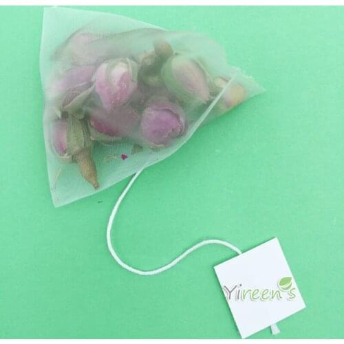 Customize Tags! Wholesale 58 X 70mm Mesh Tea Filters Pyramid Nylon tea bags String with TEA tag, Transparent NYLON herbal bags