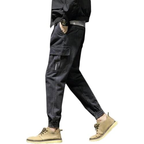 Vintage Cargo Pants 2019 mens Hip hop Black Navy Pockets Joggers Pants Male Korean Streetwear Sweatpants Autumn Sports Overalls