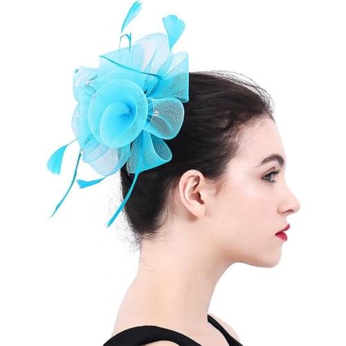 Church Party Sky Blue Crinoline Fascinators Hat Hair Accessories For Wedding Kentucky Derby Ascot Races New Arrival SYF395