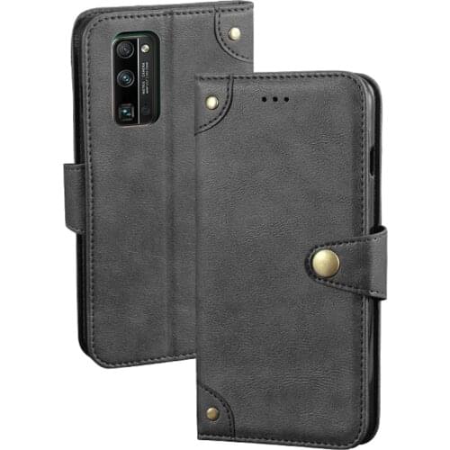 Huawei Honor 30 Pro Plus Case 6.57" Retro Magnetic Flip Wallet Leather Capa Case Honor 30 Pro+ Cover Unique Metal Buckle Design