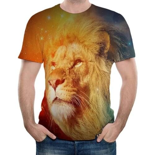 UNEY Lion T Shirt Animal Print US Size Graphic Shirt Tshirt Men/Woman Short Sleeve Round neck Tops La Tees