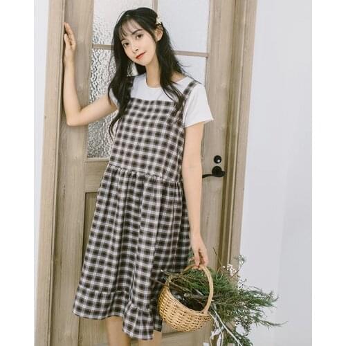 Mori girl summer fashion cotton linen sundress 2019 new arrival sweet vintage plaid dress