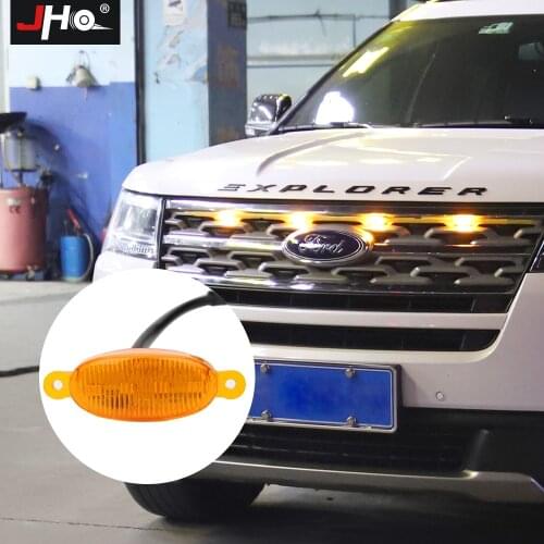 JHO Car Smoke Front Grille LED Light Raptor Style Lamp For Ford Explorer 2016-2019 2018 2017 Limited Sport Platinum Accessories