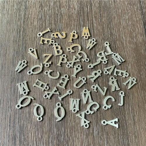 JunKang 50pcs 6*13 mixed batch of 26 letter small DIY handmade bracelet connecting pendants wholesale jewelry