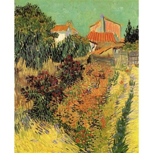Garden Behind a House of Vincent Van Gogh art oil paintings Canvas reproduction hand-painted