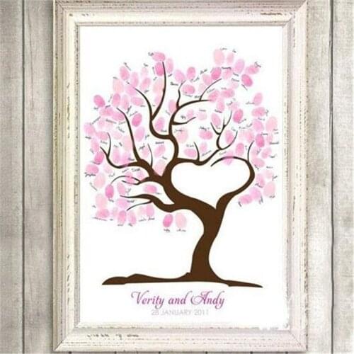 Creative Wedding Fingerprint Tree Signature Canvas Printing Sign Tree For Wedding Birthday/Baby Shower Party Decoration Supply