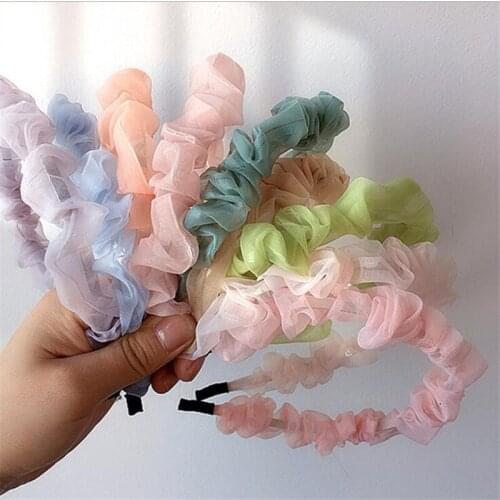 Summer Folds Striped Chiffon Hairbands For Women Girls Sweet Headband Hair Holder Ornament Fashion Hair Accessories