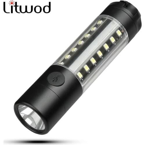 Litwod Flashlight Camping Lantern Flash Light Torch Aluminum Waterproof Shock Resistant Power Bank Hard Led Bulbs Rechargeable