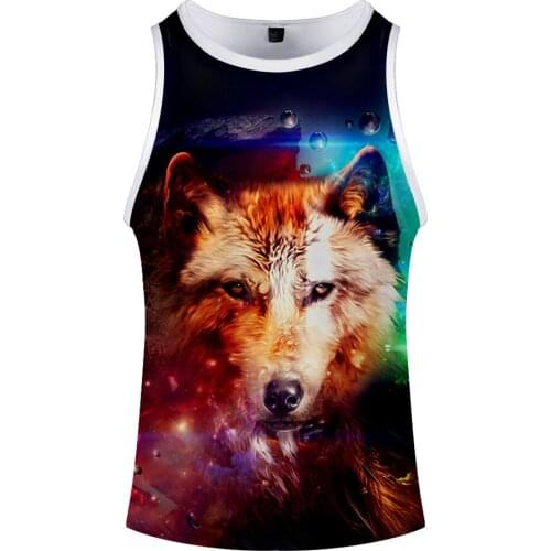 Space Galaxy 3D Wolf Printed tank top men harajuku bodybuilding sleeveless shirt summer vest streetwear tank tops brand Clothes