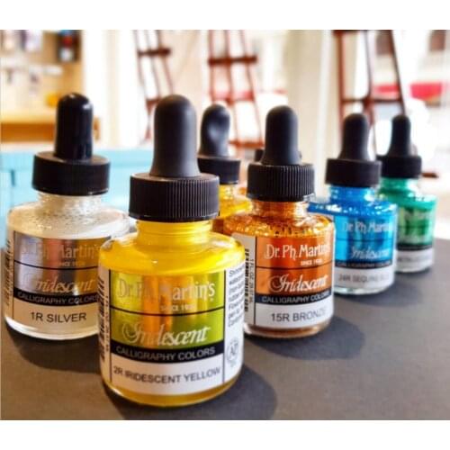 Dr.ph.martins metallic shiny watercolor English calligraphy color ink 30ml paint acuarelas school supplies