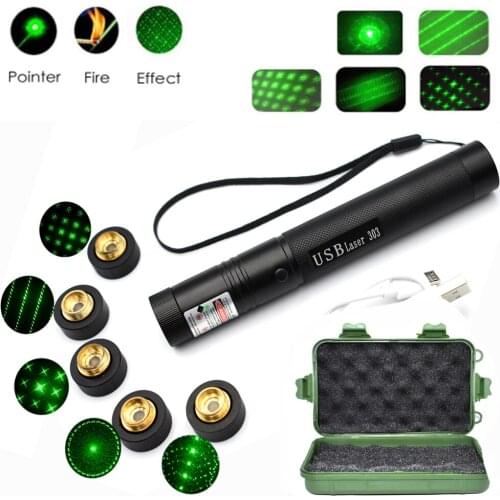 High-power laser equipment USB303 laser 5MW powerful green burning laser pointer hunting equipment adjustable focus laser