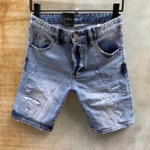 2021 Mens Fashion Ripped Patch Slim Fit Point Paint Stretch Stiletto Jeans 2065