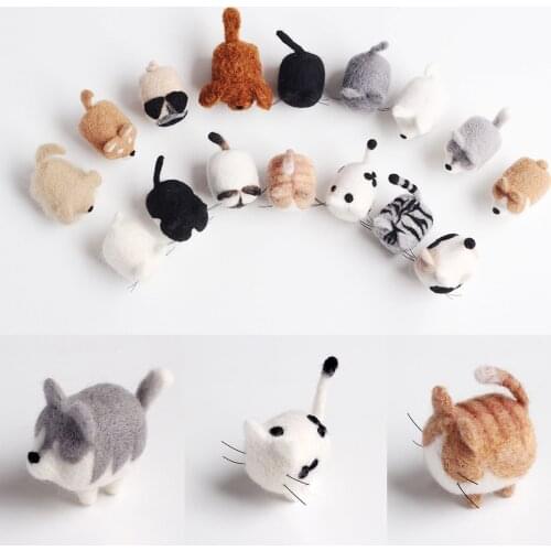 DIY No Faceless Dog Tiger Cat Wool Felt Doll Non-Finished Needle Felting kit Accessories For Kids Felt Poked Children Handmade