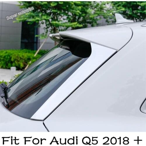 Lapetus Car Rear Window Side Spoiler Cover Trim Garnish Bezel ABS Fit For Audi Q5 2018 - 2020 Bright / Carbon Fiber Exterior