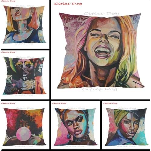 African style National Wind cushion cover linen painting Sexy Cartoon character africa Printed Home sofa Decoration Pillow cover