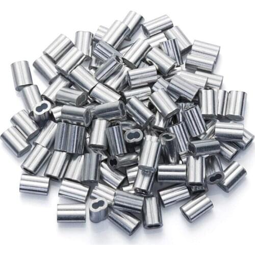 New 200PCS 1/16 Inch Cable Ferrule Set Aluminum Alloy Crimping Loop Sleeve for Wire Rope