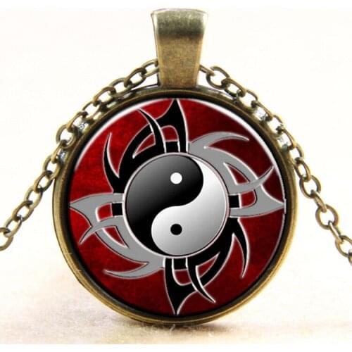 2017 New Styles Round Black and White Yin Yang yoga pendant zen jewelry bronze sliver glass dome art necklace for women men