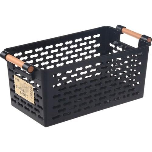Plastic Desktop Storage Basket Rectangular Bathroom Portable Storage Box Bath Basket Kitchen Debris Multi-Purpose Baskets Black