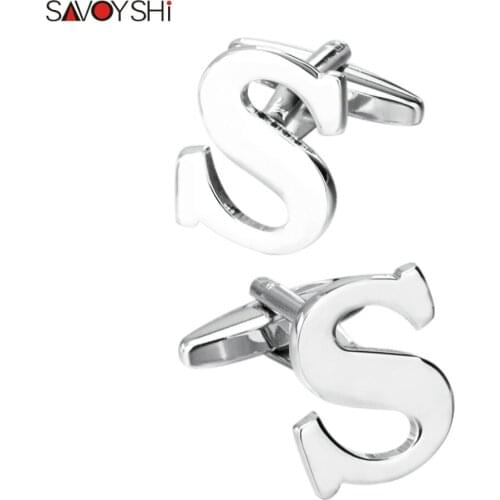 SAVOYSHI Silver Plated Letter S Cufflinks For Mens Shirt Accessories High Quality Brand Fashion Cuff links Wedding Gift Jewelry