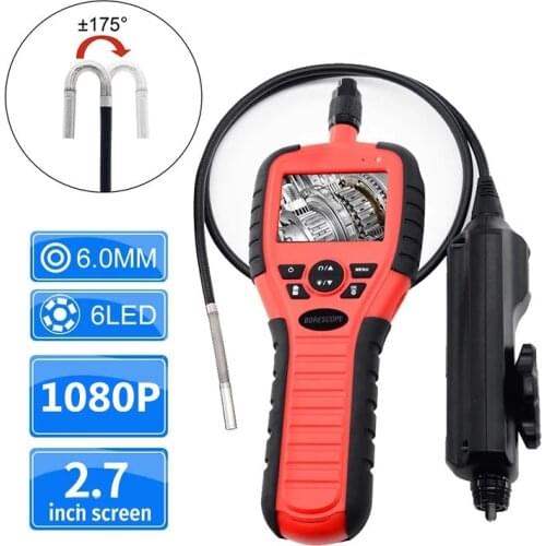 Industrial Endoscope 6mm High-Definition Digital Borescope Camera LCD Screen Snake-Shaped 32GB Video Inspection Camera