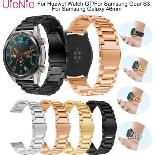 22mm Strap for Samsung Gear S3/Galaxy 46mm smart watch stainless steel strap For Huawel Watch GT watchband replace accessories