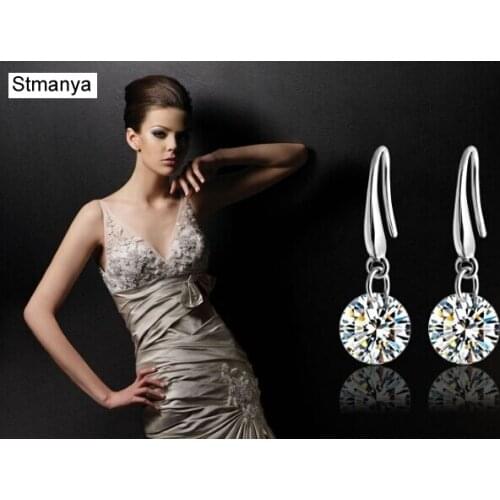 Imitation Zircon Earrings - Hot sale Trendy Round Design Clear Marquise Cut Zircon Earring For Wedding Earrings Gift 12163