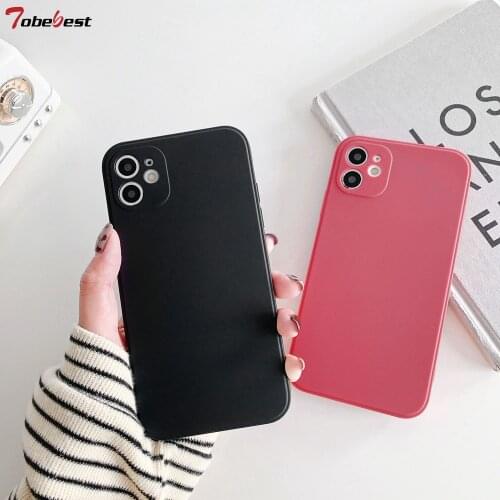 Tobebest Square Straight Edge Silicone Phone Case For iPhone 12 Mini 11 Pro Max XS X XR 8 Plus Solid Color Cover Christmas Gift